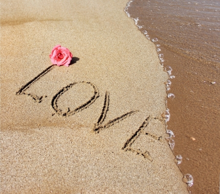 Love - summer, beach, rose, sea, love, sand