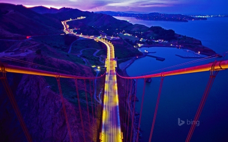 Golden Gate Bridge connecting to Marin County California - connecting, california, gate, county, to, golden, bridge