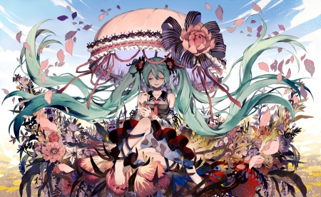 Hatsune Miku - manga, vocaloid, anime, blue, girl, tsukioka tsukiho, hatsune miku, pink