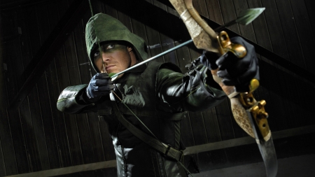 Arrow (TV Series 2012– ) - actor, archer, hood, tv series, Stephen amell, man, arrow, black, fantasy