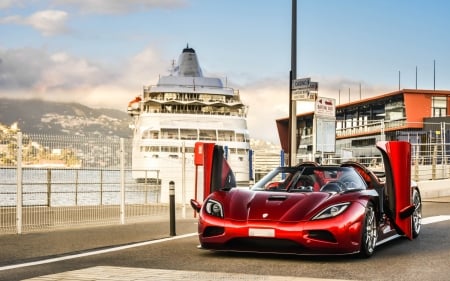 Red Koenigsegg Agera R - car, ferry, red, koenegsegg