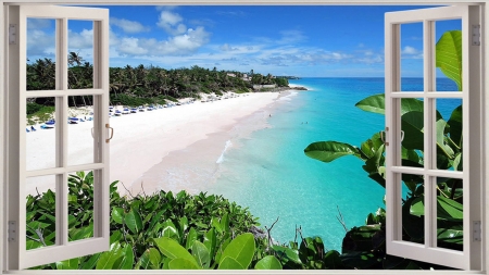 Beautiful Beach - nature, Blue, window, Beach