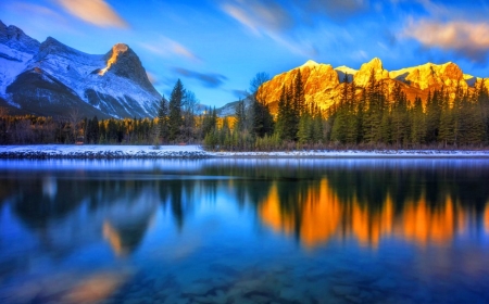 ♥ - reflection, mountains, nature, blue