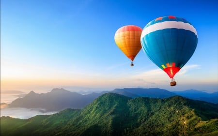 Hot Air Balloon - nature, Hot Air Balloon, transport, travel, scenic, mountains, hobby