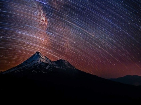 Mountain and stars - milky way, stars, bing, mountain