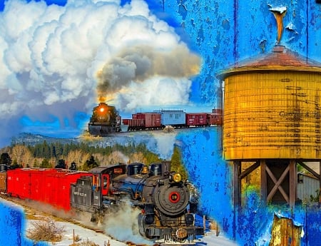 STEAM TRAINS - LOCOMOTIVE, RAILROAD, STEAM TRAINS, TRAIN