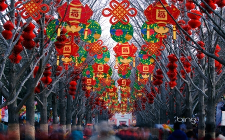 Lantern decorations at Ditan Park temple Beijing China