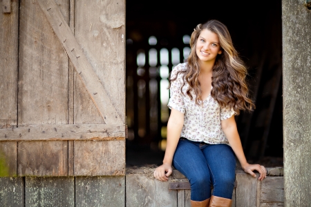 Cowgirl In The Window... - women, fun, female, boots, fashion, saddles, models, brunettes, western, barns, girls, cowgirl, style, ranch