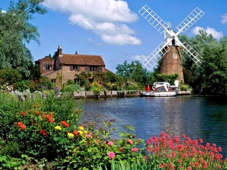 Hunsett Mill,England - nature, england, lake, mill