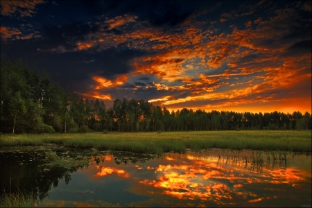 Beautiful Scenery - sky, nature, reflection, clouds