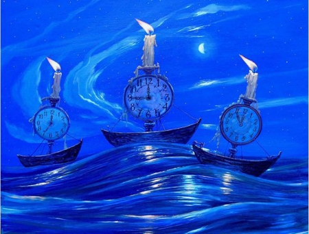 Time Lights - clocks, ocean, boats, artwork, candles