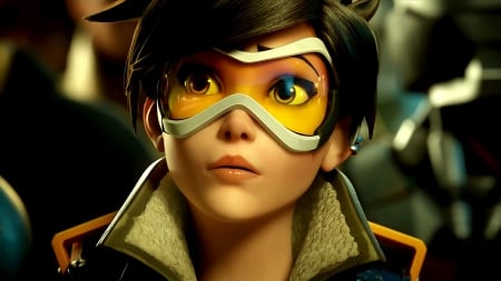 Overwatch agent - overwatch agent, fantasy, glasses, game, girl, tracer