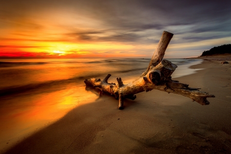 Sunset - clouds, sunset, nature, beach, sea, sky