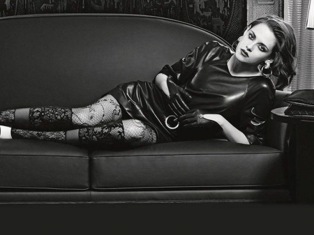 Kristen Stewart - Kristen, Stewart, sofa, legs, beautiful, Kristen Stewart, Chanel, actress, 2016, stockings, model, sexy, wallpaper