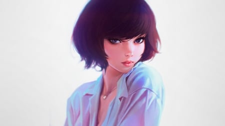 Ilya Kuvshinov - Painting - painting, simple background, ilya kuvshinov, girl, fantasy