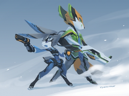 zootopia - furry, zootopia, bunny, weapons, mech