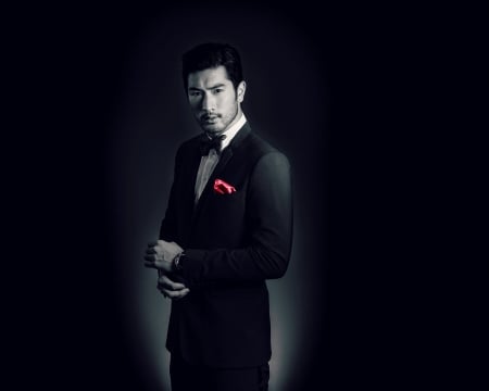 Godfrey Gao - male, black, actor, costume, red, Godfrey Gao, man, asian