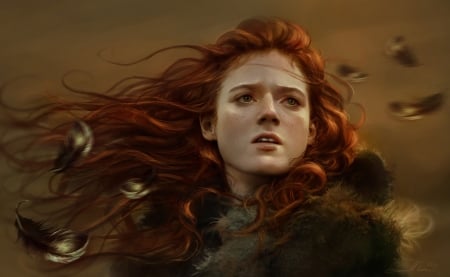 redheaded woman - beauty, fantasy, red, woman