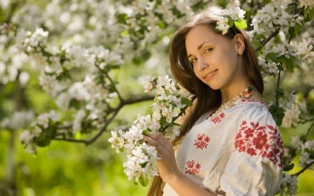 Beauty - flowers, photo, tree, girl