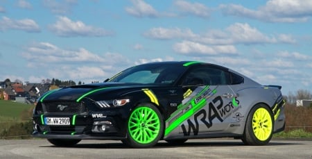 2016 Ford Mustang GT by WRAPworks - green rim, silver, yellow rim, black