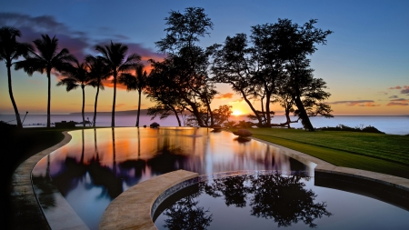 infinity pool on hawaii at sunset - Sunsets & Nature Background ...