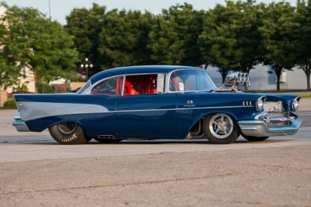 ’57 Chevy Is Blowing It Big Time - GM, Blown, Blue, Classic