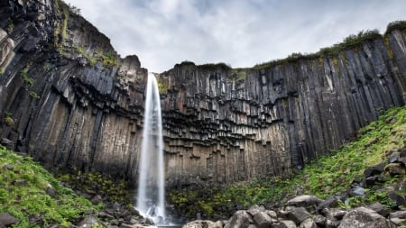 Waterfall - waterfall, nature, mountain, flora