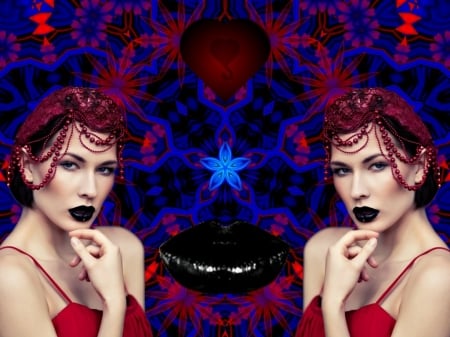 Hunger of Black Lipstick - eye candy, collage, 3d, fractal, abstract