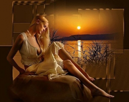 â™¥Painful Sunsetâ™¥ - pain, model, collages, blonde, sunset