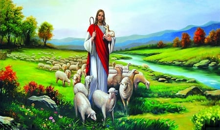 The Lord is smy shepherd - christ, jesus, shepherd, sheep, bible