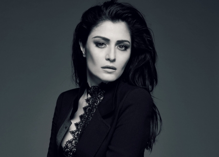 Deniz Cakir - white, woman, deniz cakir, actress, turkish, girl, bw, black