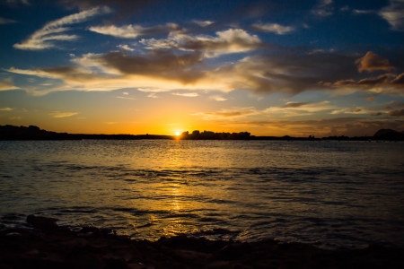 Sea Sunset - seaside, ocean, lake, beach, sunset, shore, nature, clouds, sea