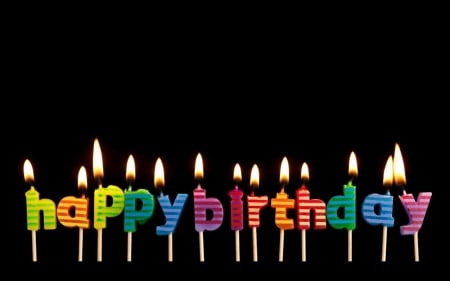 Happy Birthday! - candle, card, rainbow, black, birthday, colorful