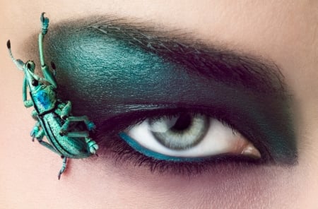 Eye - make-up, woman, green, insect, eye, ochi