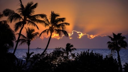 Sailing Boat - clouds, sea, sunset, ship