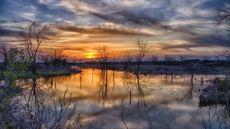 Sunset - cloud, lake, sunset, amazing