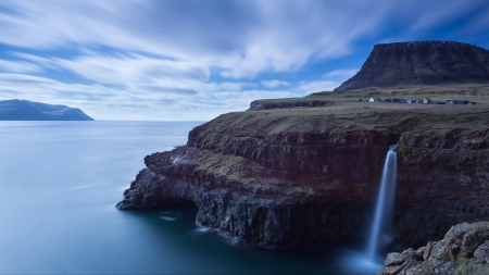 Fall and the ocean - fall, clouds, ocean, water