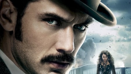 Sherlock Holmes (2009) - face, sherlock holmes, hat, jude law, movie, man, actor, poster