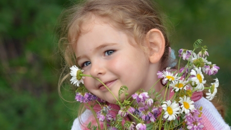 Cute Little Girl - mood, summer, flowers, girl