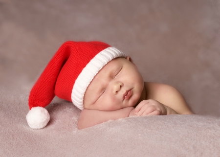 Christmas baby - craciun, hat, child, copil, christmas, white, santa, sleep, baby, red, cute