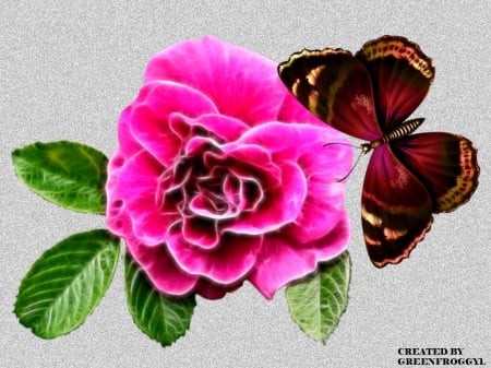 BUTTERFLY WITH FRACTAL ROSE - fractal, creation, art, abstract