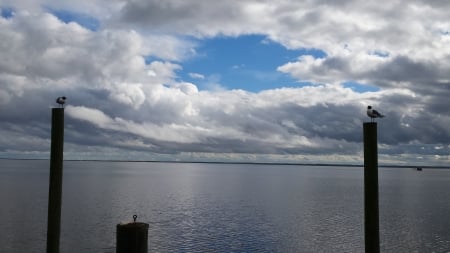 Sky over the outerbanks - blue breaking through, just chilling, north carolina sky, sky and clouds