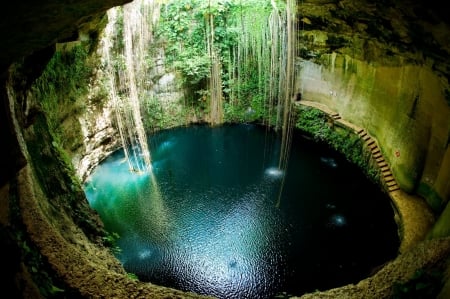 Waterfall - waterfall, cave, nature, water