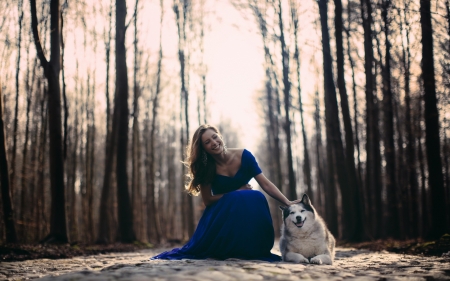 Cute Friend - trees, woman, model, dog