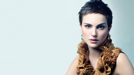 Natalie Portman - woman, actress, blue, golden, natalie portman