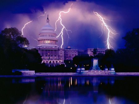 Lighting In Washington - trees, water, nature, travel, nigth, sky, lighting