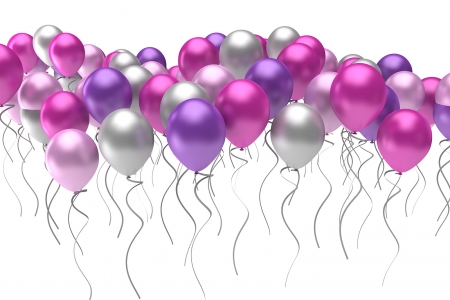 Happy Birthday! - white, purple, pink, card, birthday, balloon