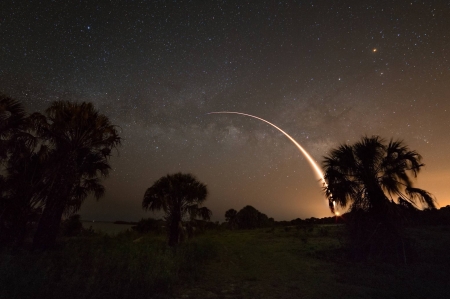 Falcon 9 and Milky Way - space, fun, stars, cool, galaxy