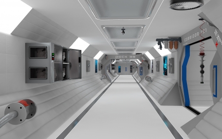 Corridor - space, 3d, fantasy, ship