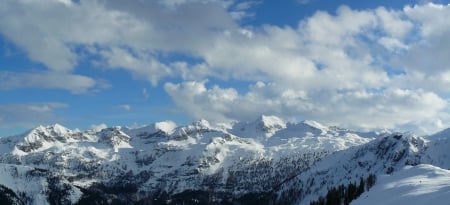 Alpine Mountains - nature, alpine, panorama, snow, clouds, mountains